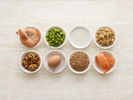 a group of bowls of food